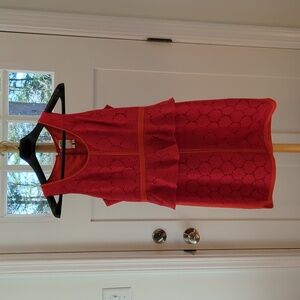 Ali Ro Scoopneck Peplum Lace Cocktail Dress Size 8 Red